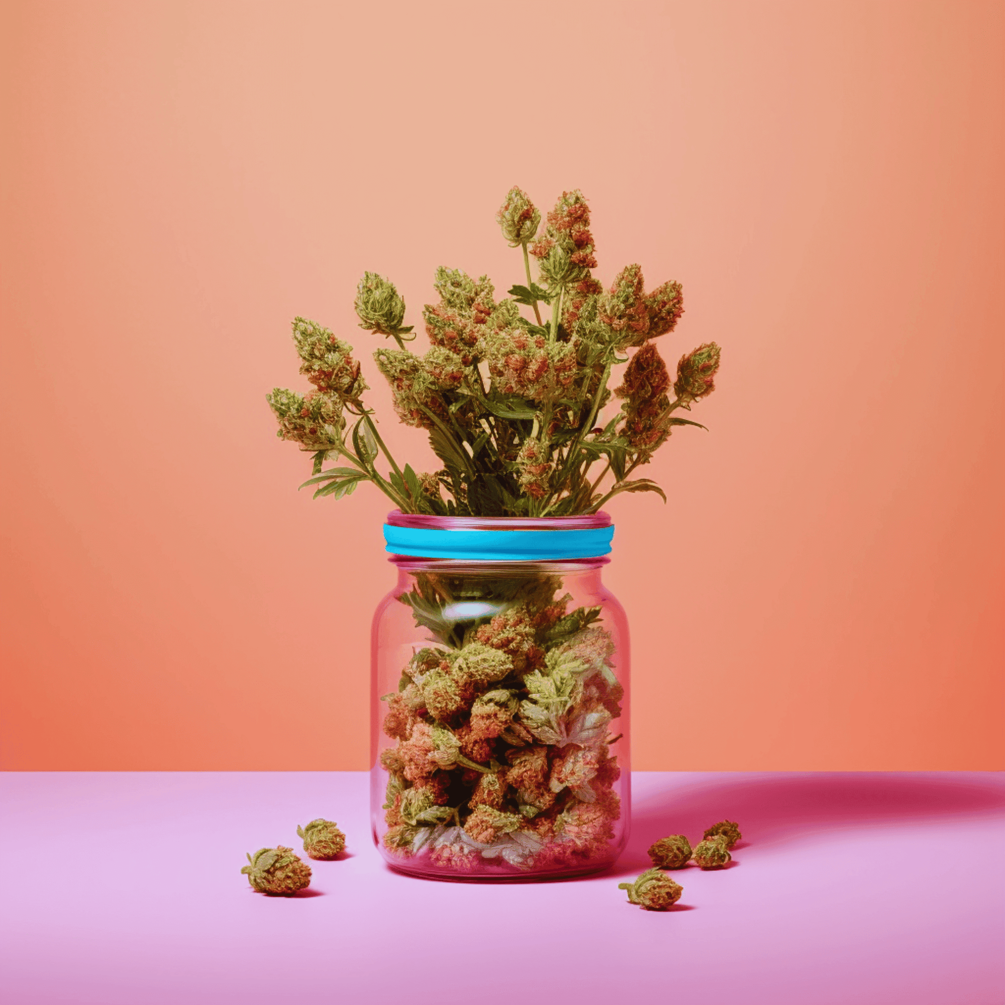 Cannabis Buds & Stems In A Jar