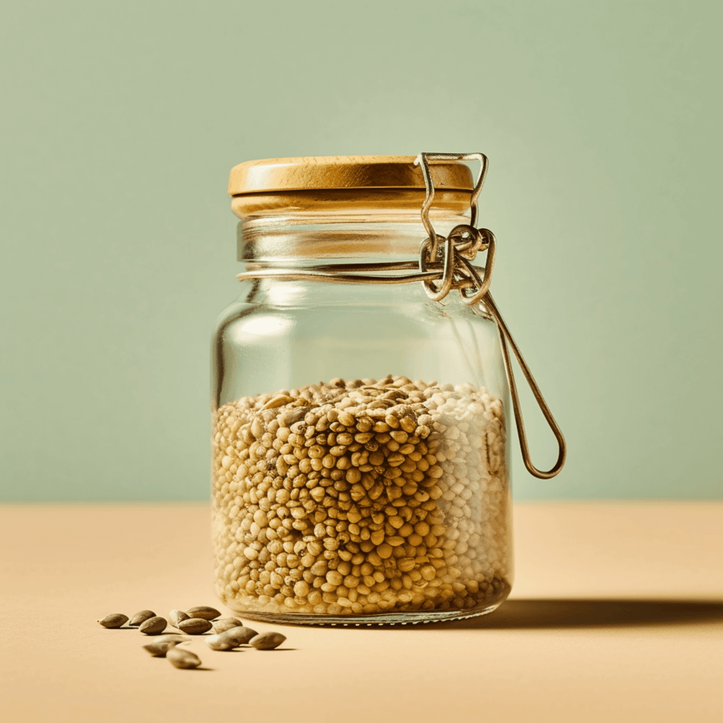 Hemp Seeds in a Jar