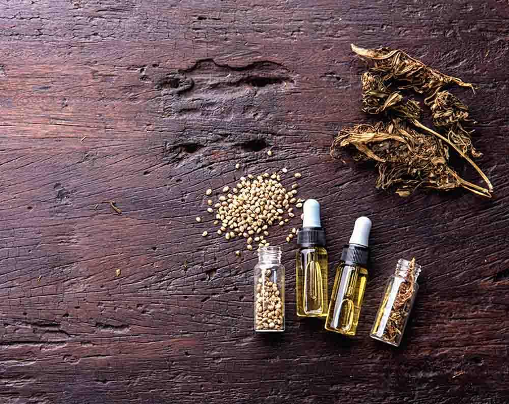 Hemp Seeds and Oil on a table