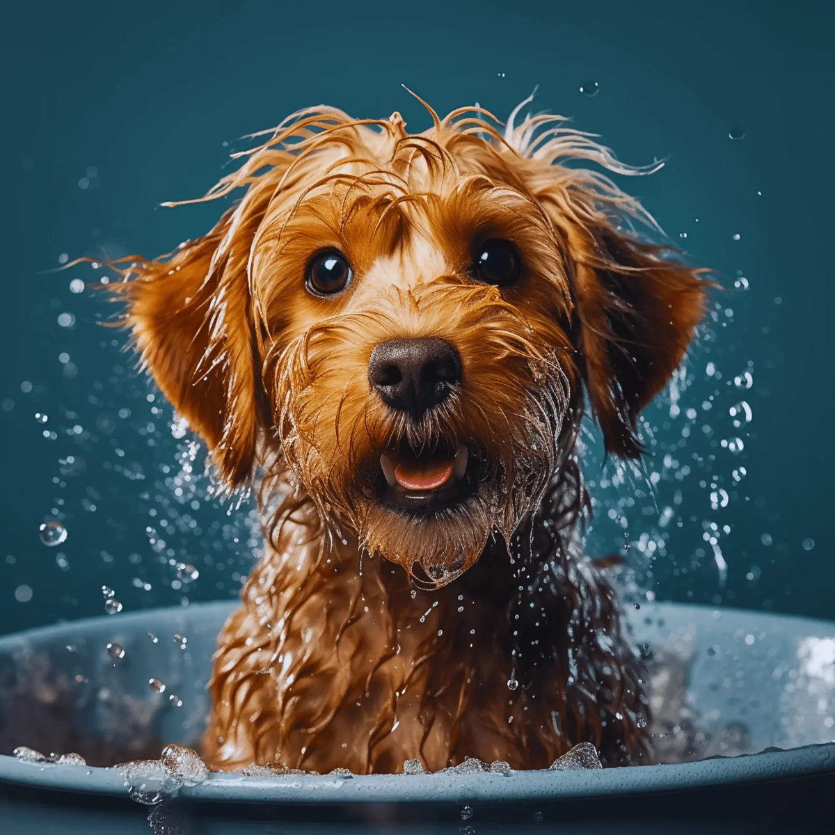 Cute Dog in a Bath