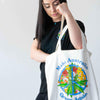 Green Peace White Canvas Tote Bag