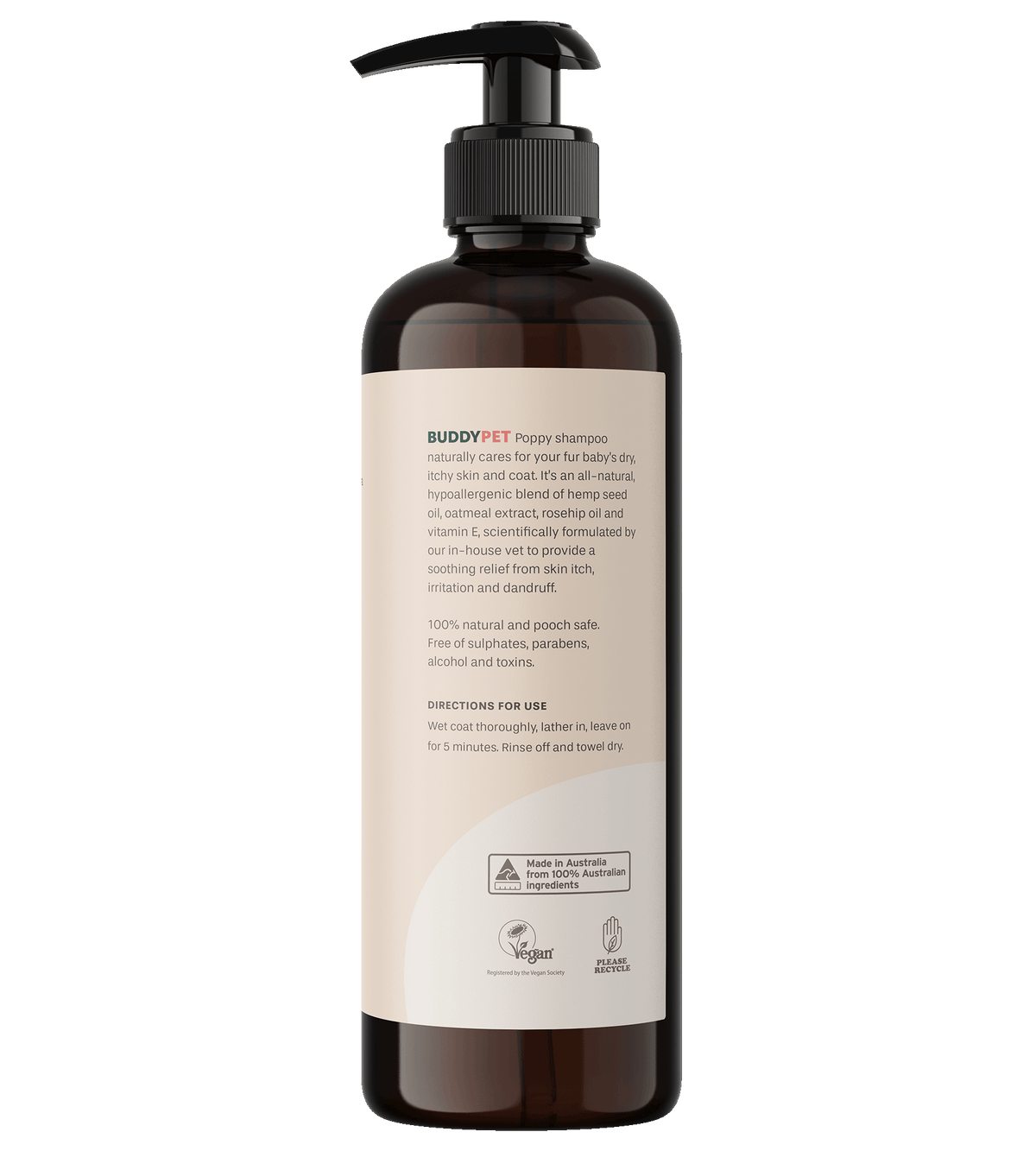 Hemp Dog Shampoo for Dry, Itchy Skin in a bottle with pump